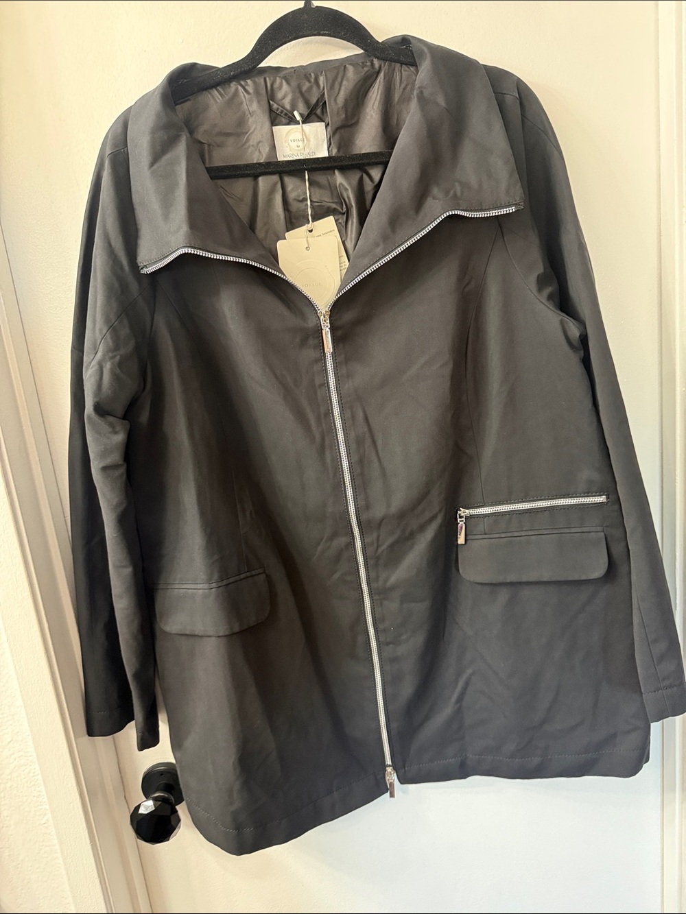 Marina Rinaldi Terso Overcoat/Raincoat- Black NWT 16
